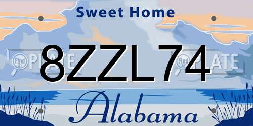 8ZZL74 Alabama License Plate