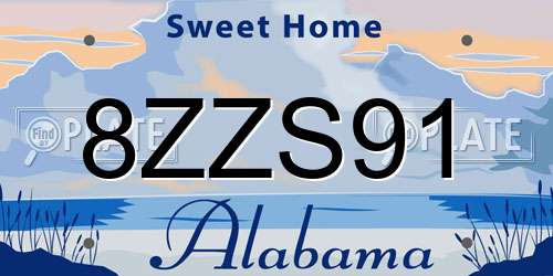 8ZZS91 Alabama License Plate