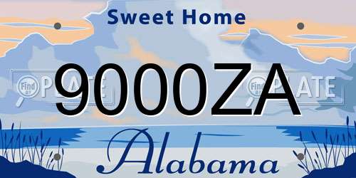 9000ZA Alabama License Plate