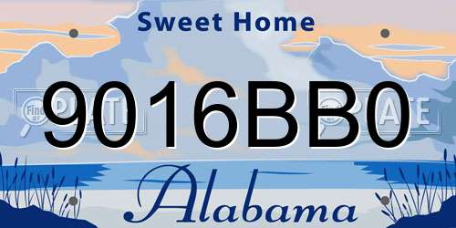 9016BB0 Alabama License Plate