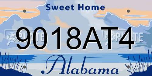 9018AT4 Alabama License Plate