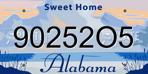 90252O5 Alabama License Plate