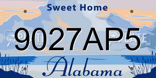 9027AP5 Alabama License Plate
