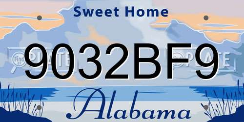 9032BF9 Alabama License Plate