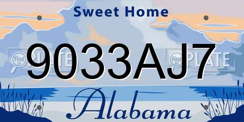 9033AJ7 Alabama License Plate
