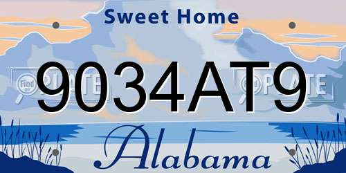 9034AT9 Alabama License Plate