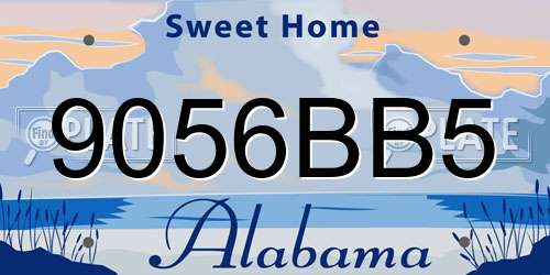 9056BB5 Alabama License Plate