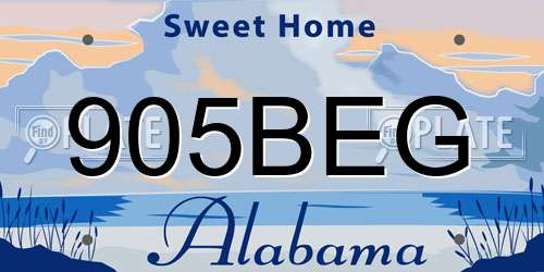 905BEG Alabama License Plate