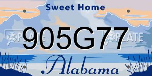 905G77 Alabama License Plate