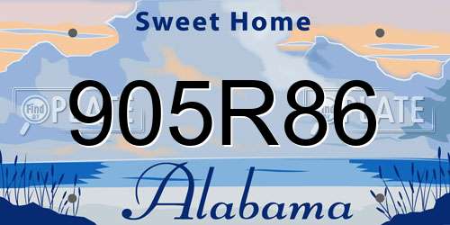 905R86 Alabama License Plate