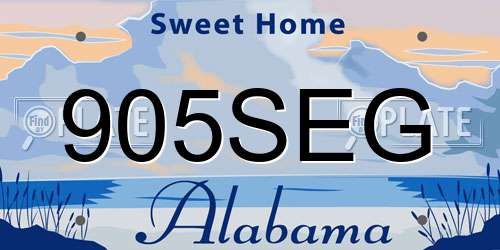 905SEG Alabama License Plate