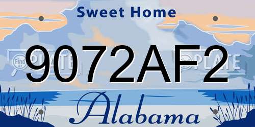 9072AF2 Alabama License Plate