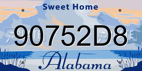 90752D8 Alabama License Plate