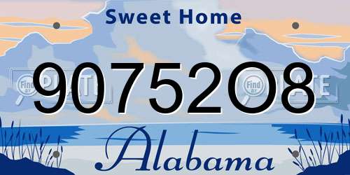 90752O8 Alabama License Plate