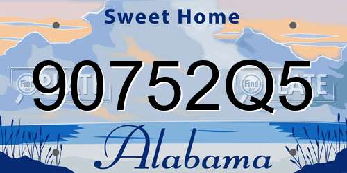 90752Q5 Alabama License Plate
