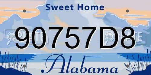 90757D8 Alabama License Plate