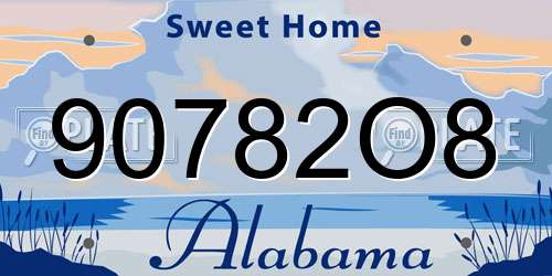 90782O8 Alabama License Plate