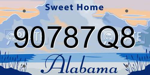 90787Q8 Alabama License Plate