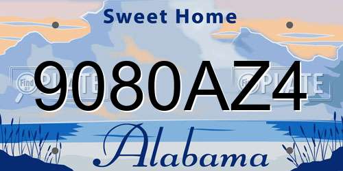 9080AZ4 Alabama License Plate