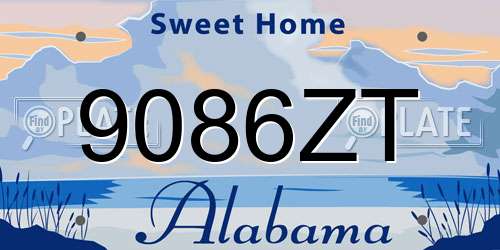 9086ZT Alabama License Plate