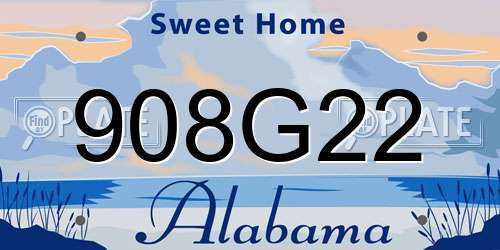 908G22 Alabama License Plate