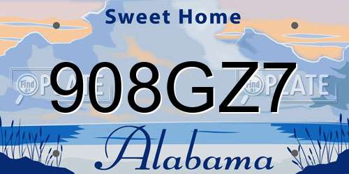 908GZ7 Alabama License Plate