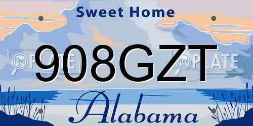 908GZT Alabama License Plate