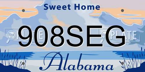 908SEG Alabama License Plate