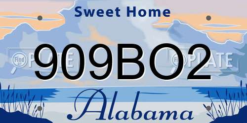 909BO2 Alabama License Plate