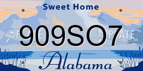 909SO7 Alabama License Plate