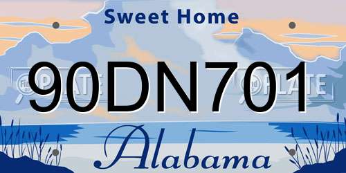 90DN701 Alabama License Plate