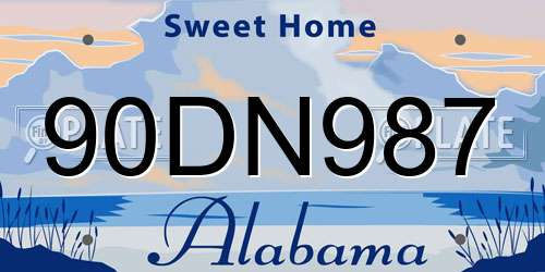90DN987 Alabama License Plate