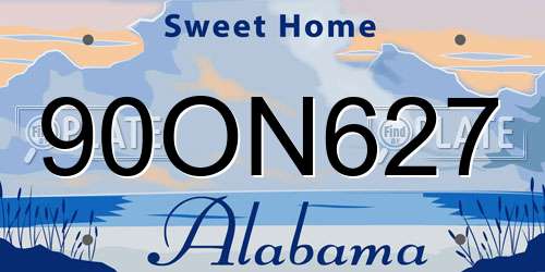 90ON627 Alabama License Plate