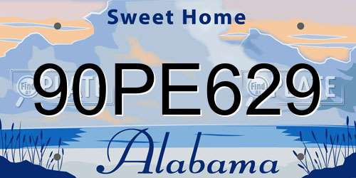 90PE629 Alabama License Plate
