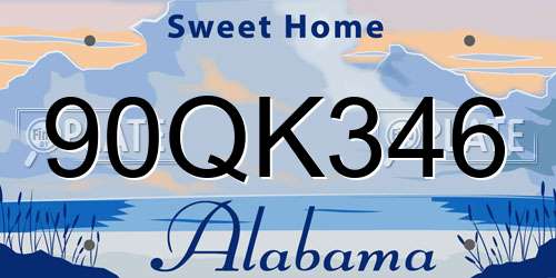 90QK346 Alabama License Plate