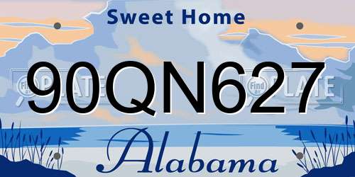 90QN627 Alabama License Plate