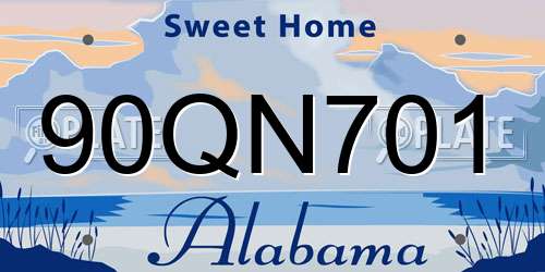 90QN701 Alabama License Plate