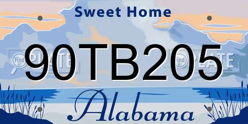 90TB205 Alabama License Plate