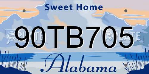 90TB705 Alabama License Plate