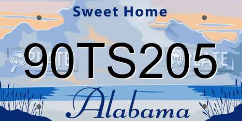 90TS205 Alabama License Plate