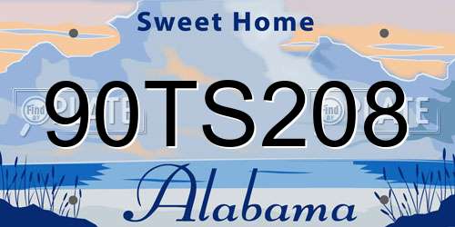 90TS208 Alabama License Plate