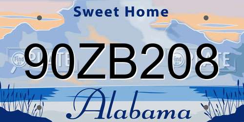 90ZB208 Alabama License Plate