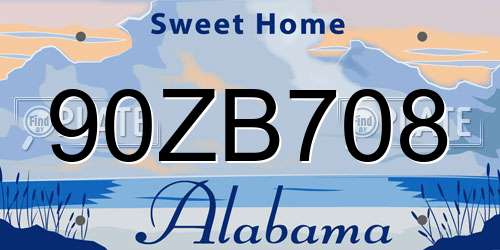 90ZB708 Alabama License Plate