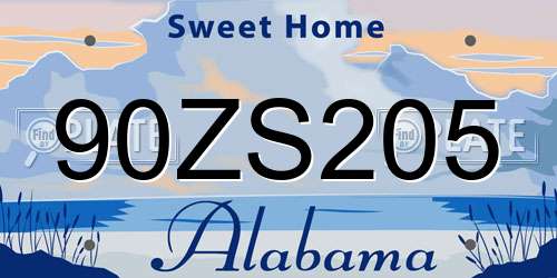 90ZS205 Alabama License Plate