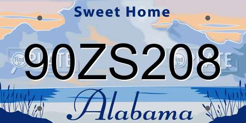90ZS208 Alabama License Plate