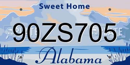 90ZS705 Alabama License Plate
