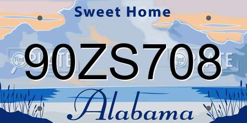 90ZS708 Alabama License Plate