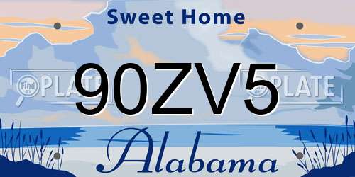90ZV5 Alabama License Plate