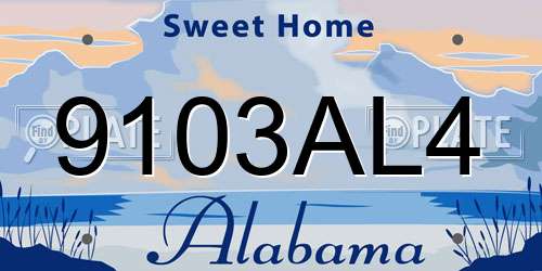9103AL4 Alabama License Plate