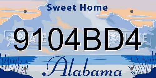 9104BD4 Alabama License Plate